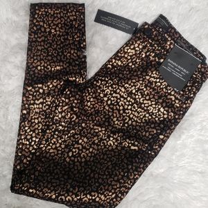 NWT Banana Republic Mid-Rise Skinny Gold and BlackMetallic Leopard Jeans Size 26